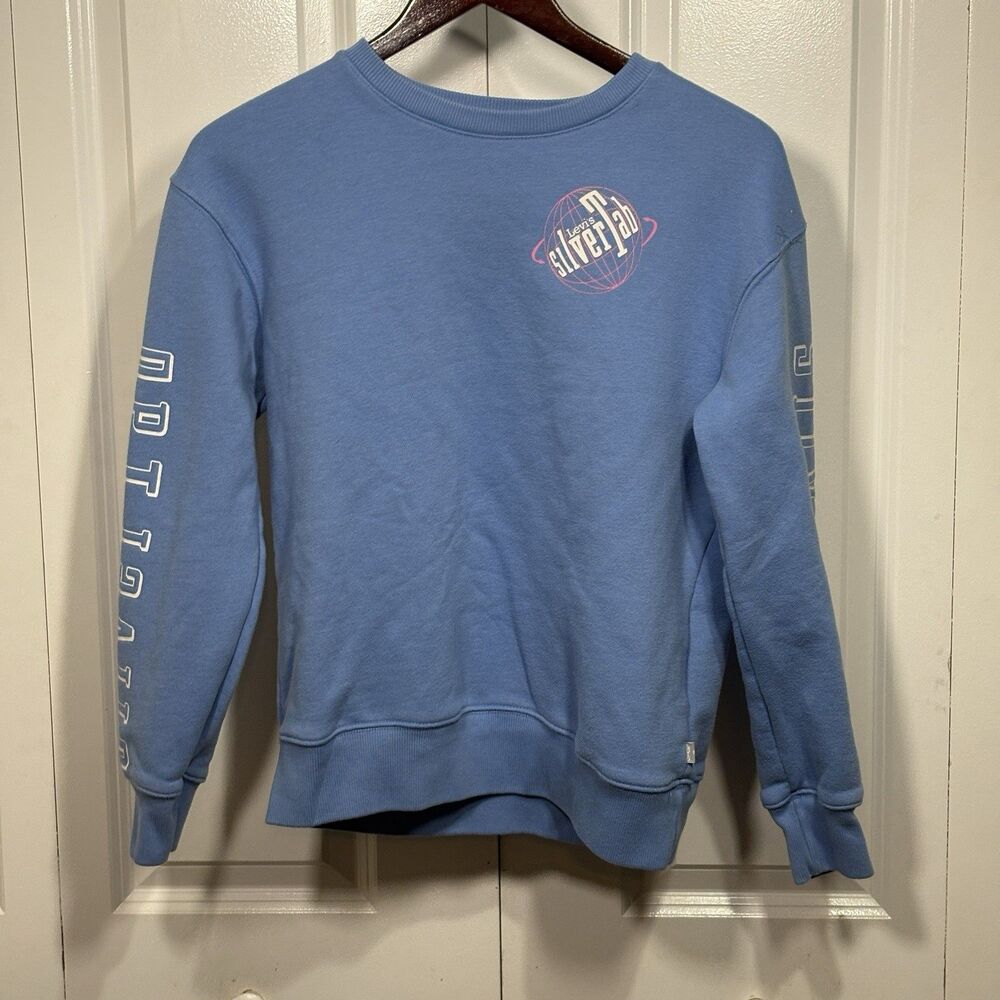 Levi’s Silver Tab Sweatshirt Youth L Blue Crewneck Retro Streetwear Y2K Logo